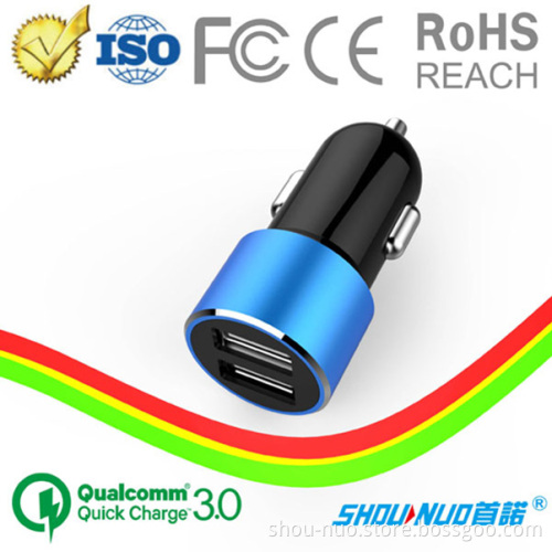 low price high quality mini dual port car usb charger coloful Mobile Phone Charger for Apple and Samsung